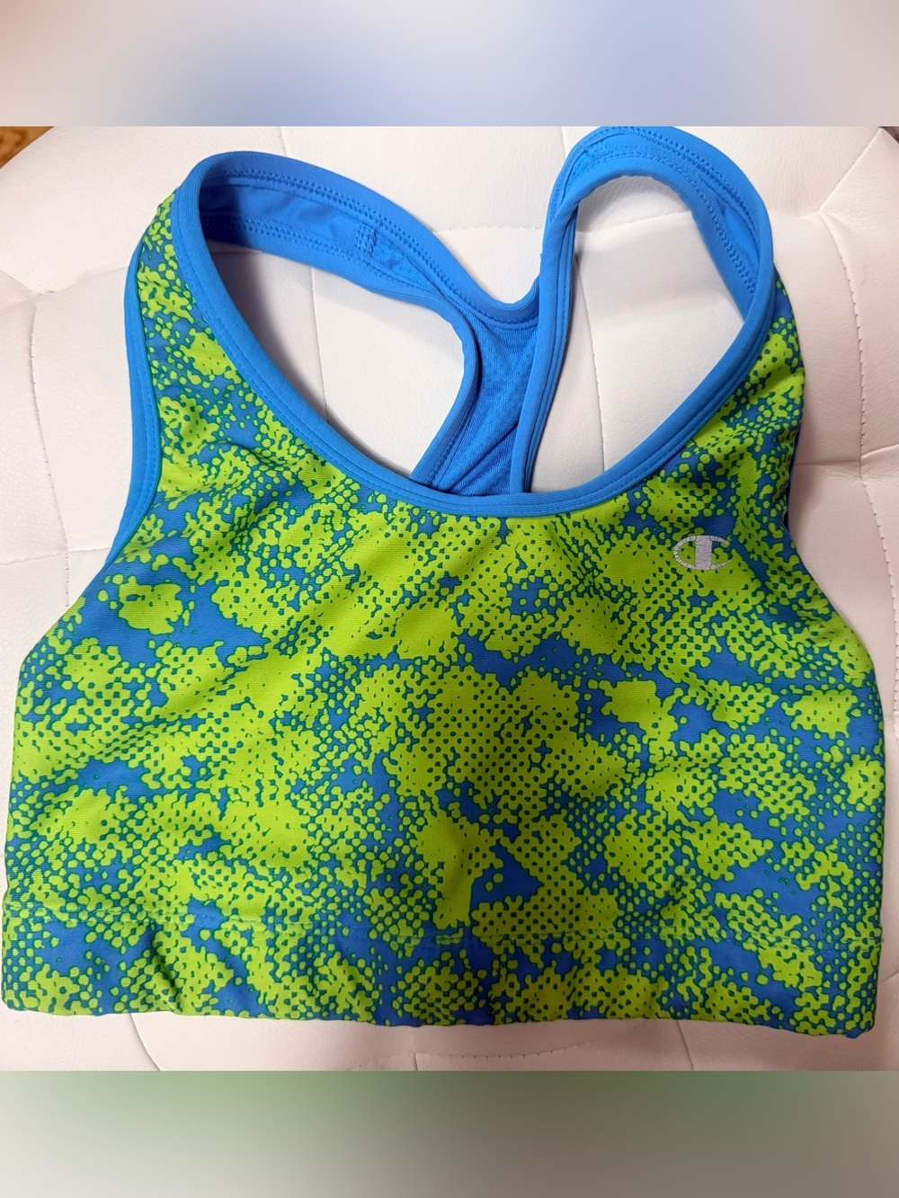 Champion Teal Sports Bra with Neon Green Accents